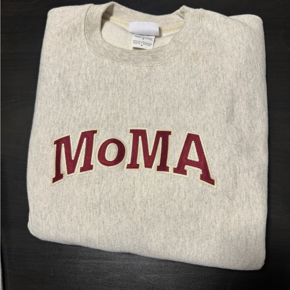 Moma Cream Crewneck Sweater with Red Logo
